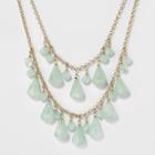 Acrylic Beads 2 Row Chain Short Necklace - A New Day Green/gold