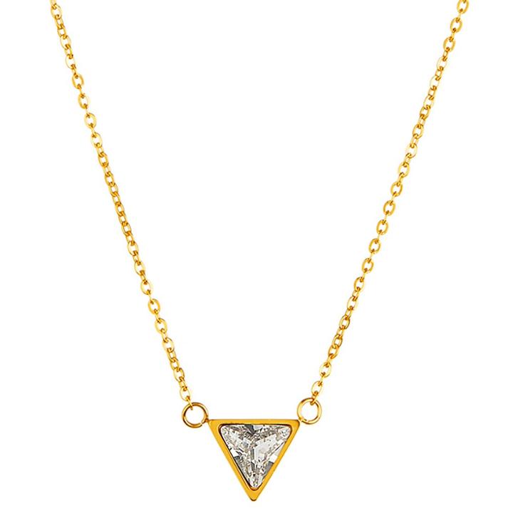 Elya Triangle Cut Chain Necklace With Cubic Zirconia - Gold