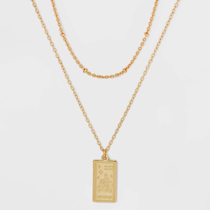 No Brand 14k Gold Dipped 'aquarius' Pendant Necklace - Gold