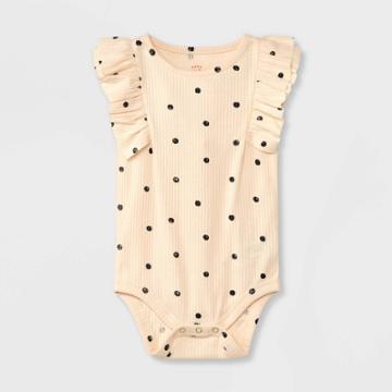 Baby Girls' Polka Dot Ruffle Sleeveless Bodysuit - Cat & Jack Off-white/black Newborn