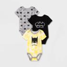 Dc Comics Baby Boys' 3pk Batman Bodysuit Set - Black Newborn