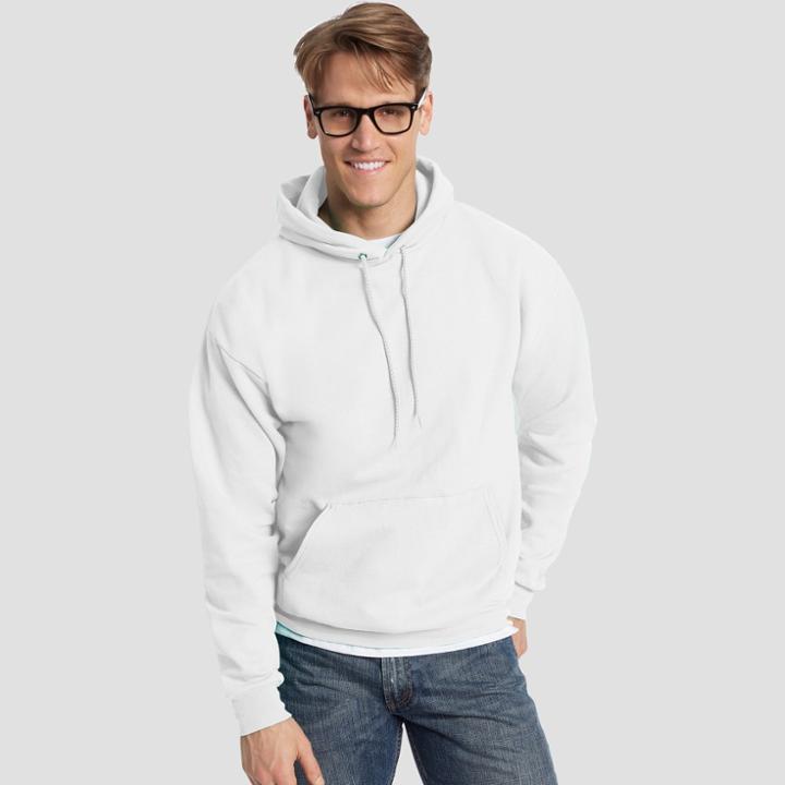 Hanes Men's Ecosmart Fleece Pullover Hooded Sweatshirt - White