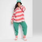 Women's Plus Size Ascot + Hart Rugby Long Sleeve Graphic Polo Shirt - Pink/red