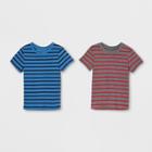 Toddler Boys' 2pk Striped Short Sleeve T-shirt - Cat & Jack Blue/gray
