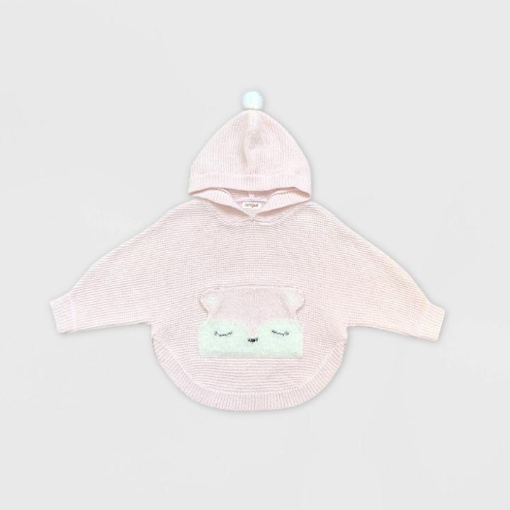 Toddler Girls' Fox Poncho Pullover Sweater - Cat & Jack Blush Pink