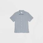 Men's Striped Standard Fit Short Sleeve Novelty Button-down Shirt - Goodfellow & Co Ice Blue