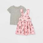 Toddler Girls' Minnie Mouse Print Short Sleeve Romper - Pink