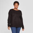 Women's Plus Size Long Sleeve Chunky Knit Sweater - Universal Thread Black