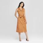 Women's Sleeveless Duo Front Pocket Button-down Belted Vest - Who What Wear Tan