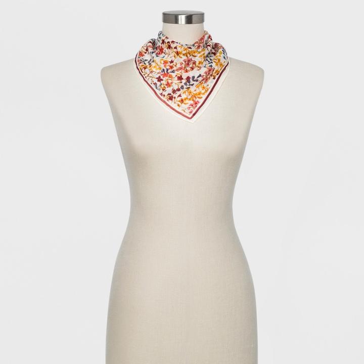 Women's Floral Print Neckerchief - A New Day Cream (ivory)