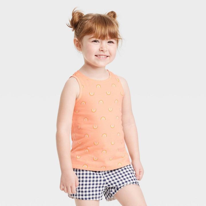 Toddler Girls' Rainbow Tank Top - Cat & Jack Coral Orange
