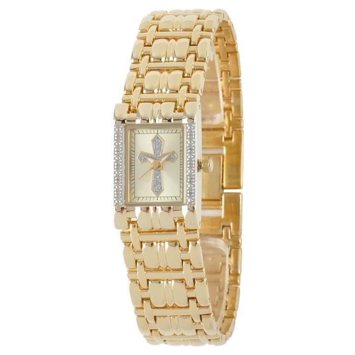 Target Women's Ewatchfactory Cross Rectangular Bracelet Watch - Gold