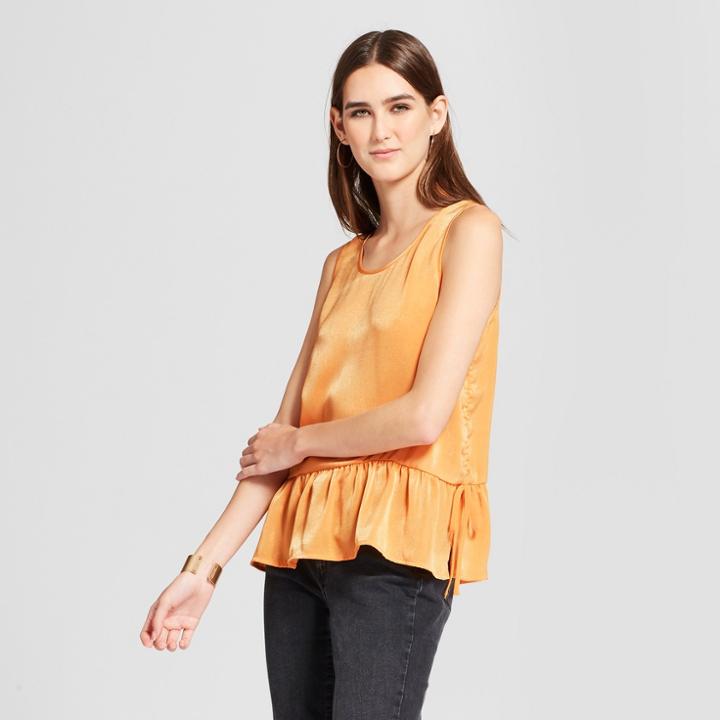 Women's Ruched Peplum Tank - Mossimo Orange
