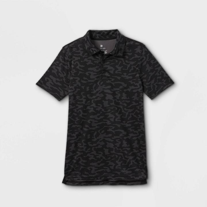 Boys' Printed Golf Polo Shirt - All In Motion Black