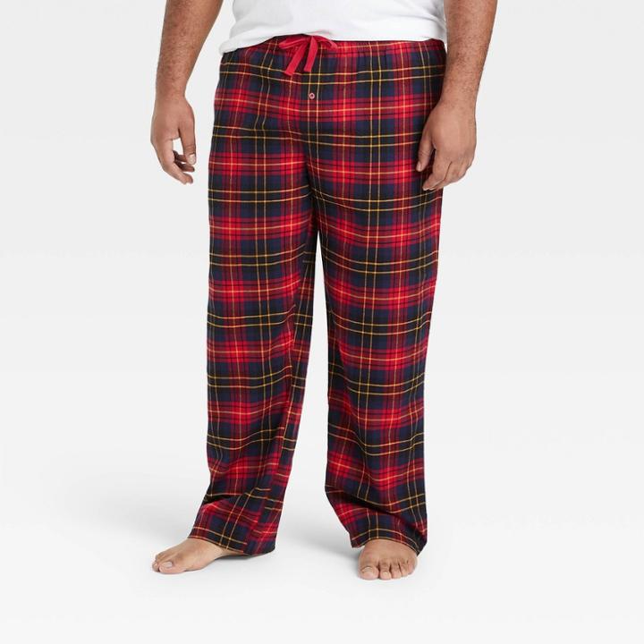 Men's Big & Tall Plaid Flannel Lounge Pajama Pants - Goodfellow & Co Red