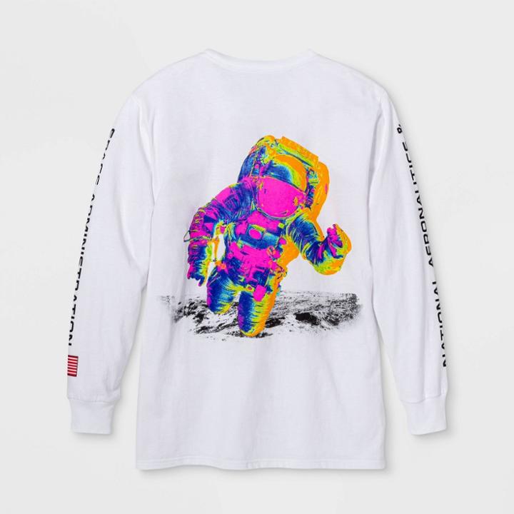 Men's Nasa Long Sleeve Graphic T-shirt - White S, Men's,