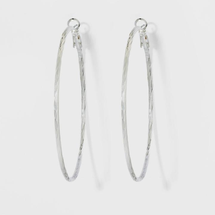 Textured Hoop Earrings - A New Day Silver,