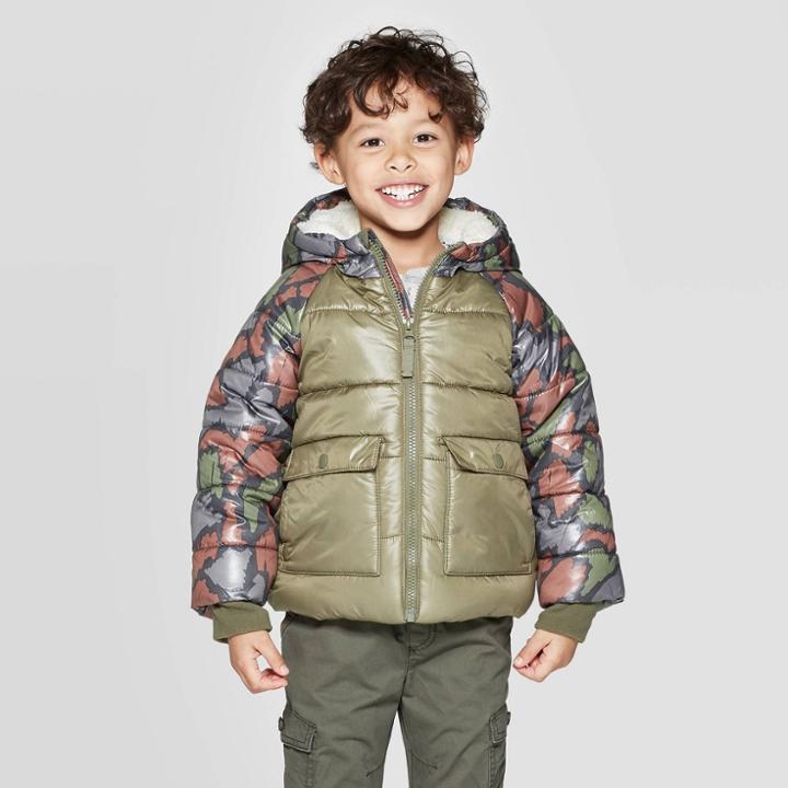 Toddler Boys' Puffer Jacket - Cat & Jack Green