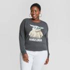 Women's Star Wars Mandalorian Baby Yoda Plus Size Graphic Sweatshirt - Charcoal Heather
