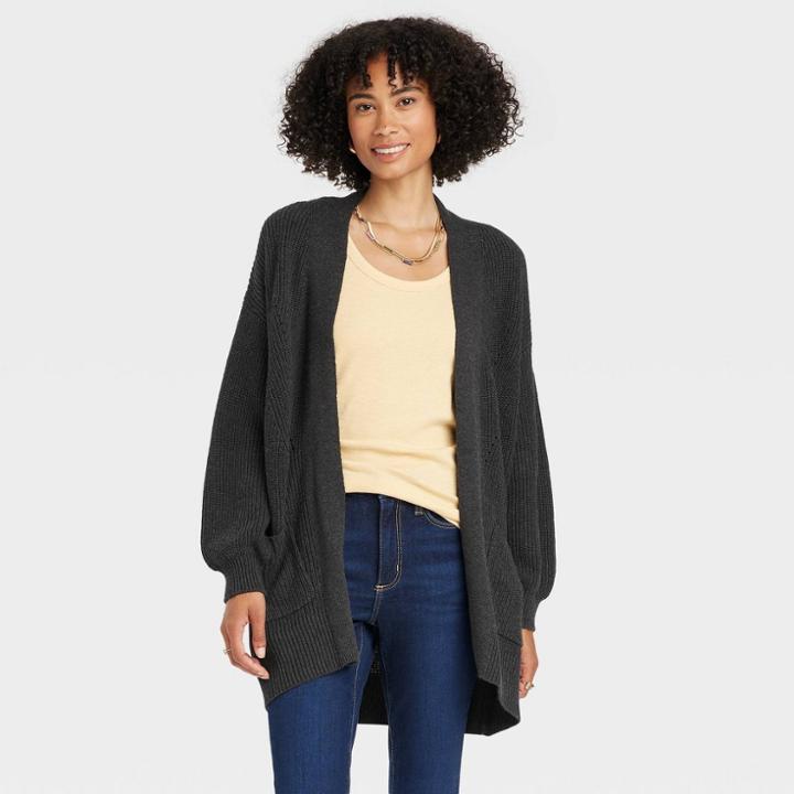 Women's Open-front Cardigan - Universal Thread Charcoal Gray