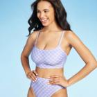 Women's Longline Tank Bikini Top - Xhilaration Lavender Plaid D/dd Cup, Women's, Purple