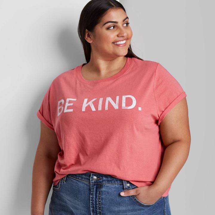 Women's Plus Size Short Sleeve Shrunken Boxy T-shirt - Wild Fable Dark Pink