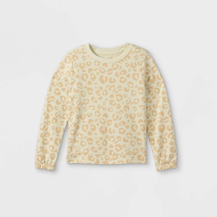 Girls' Printed French Terry Pullover Sweatshirt - Cat & Jack Cream