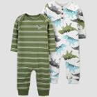Baby Boys' 2pk Dino Jumpsuit - Just One You Made By Carter's Green Newborn