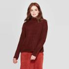 Women's Long Sleeve Mock Turtleneck Stitch Mix Pullover Sweater - Prologue Green Xxl, Women's, Red