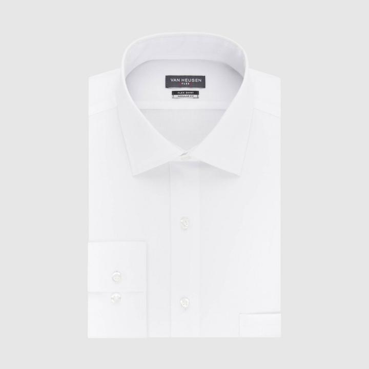 Van Heusen Men's Regular Fit Long Sleeve Button-down Shirt - White