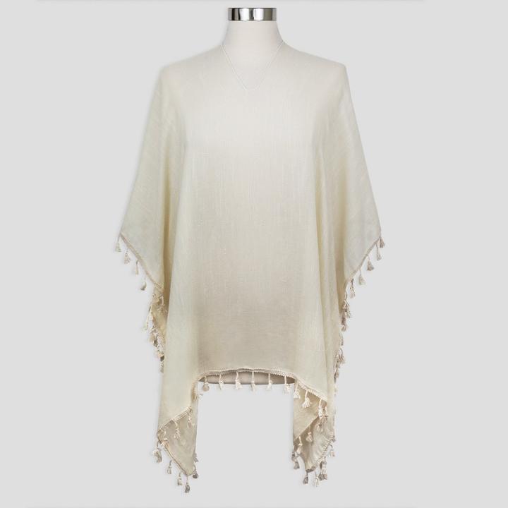 Sylvia Alexander Women's Tassel Poncho Sweater - Beige
