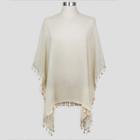 Sylvia Alexander Women's Tassel Poncho Sweater - Beige