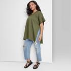 Women's Plus Size Hooded Pullover - Wild Fable Olive One Size, Green