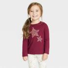 Toddler Girls' Star Long Sleeve Shirt - Cat & Jack Burgundy
