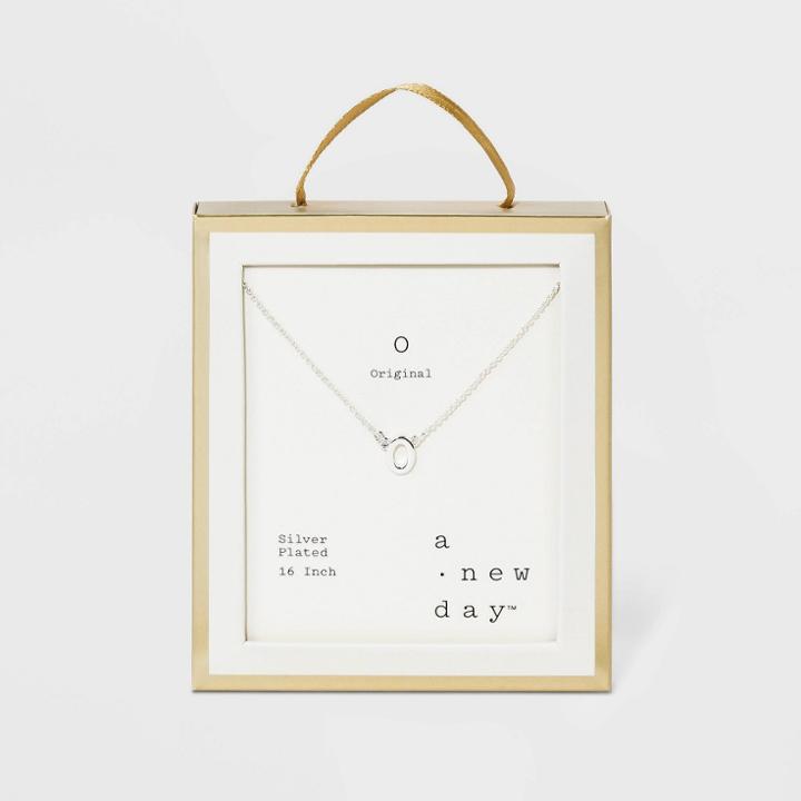 Silver Plated Initial O Necklace - A New Day