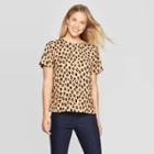 Women's Leopard Print Short Sleeve Round Neck Crepe T-shirt - A New Day