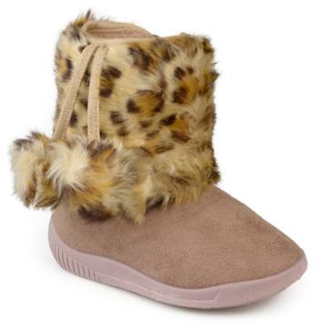 Girls' Journee Collection Pom Pom Faux Fur Fashion Boots - Camel
