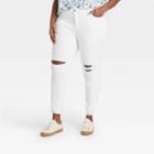 Women's Plus Size Mid-rise Distressed Skinny Jeans - Universal Thread White