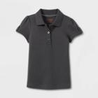 Girls' Short Sleeve Interlock Uniform Polo Shirt - Cat & Jack Gray