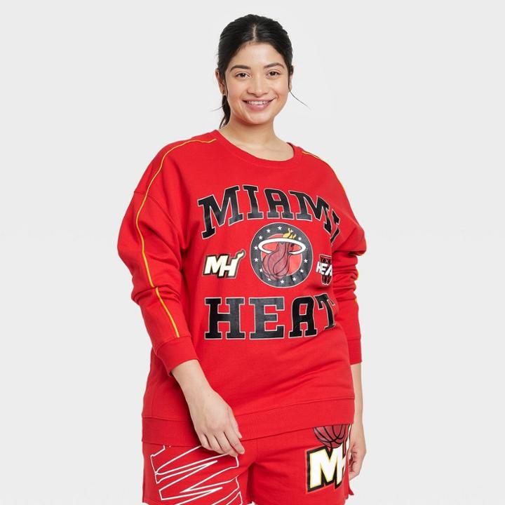 Women's Plus Size Miami Heat Nba Graphic Sweatshirt - Red