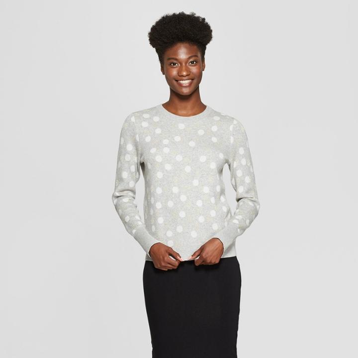 Women's Metallic Polka Dot Pullover - A New Day Gray