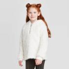 Girls' Half Zip Fuzzy Hoodie Sweatshirt - Art Class Cream Xs, Girl's, Ivory
