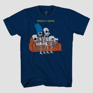 The Simpsons Men's Simpsons Family Skeleton Short Sleeve Graphic T-shirt - Navy