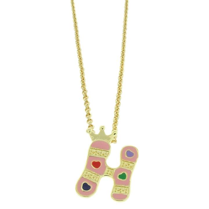 Target Ellen 18k Gold Overlay Enamel Initial Pendant 'h' - Pink, Girl's, H