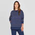 Women's Striped Beautifully Soft Fleece Lounge Sweatshirt Dress - Stars Above Navy Xs, Women's, Blue