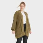 Women's Plus Size Open-front Cardigan - Universal Thread Olive Green