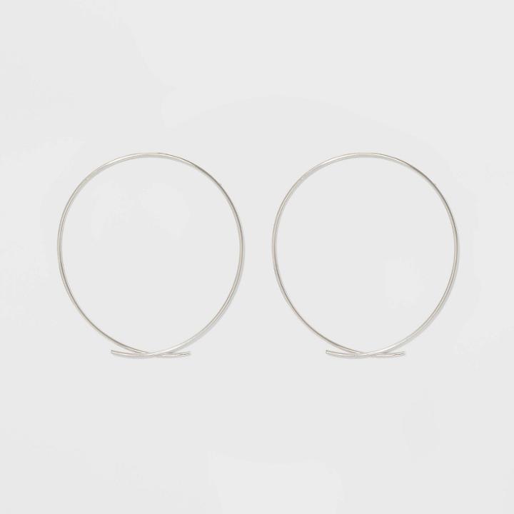Circle Wire Hoop With A Criss Cross Sterling Silver Earrings - A New Day