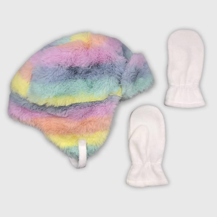 Toddler Girls' Hat And Glove Sets Cat & Jack Pink/yellow/mint Green 2t-5t, Toddler Girl's,