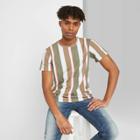 Men's Striped Short Sleeve Crew Neck T-shirt - Original Use Green
