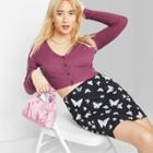 Women's Cropped Button-front Cardigan - Wild Fable Dark Mauve